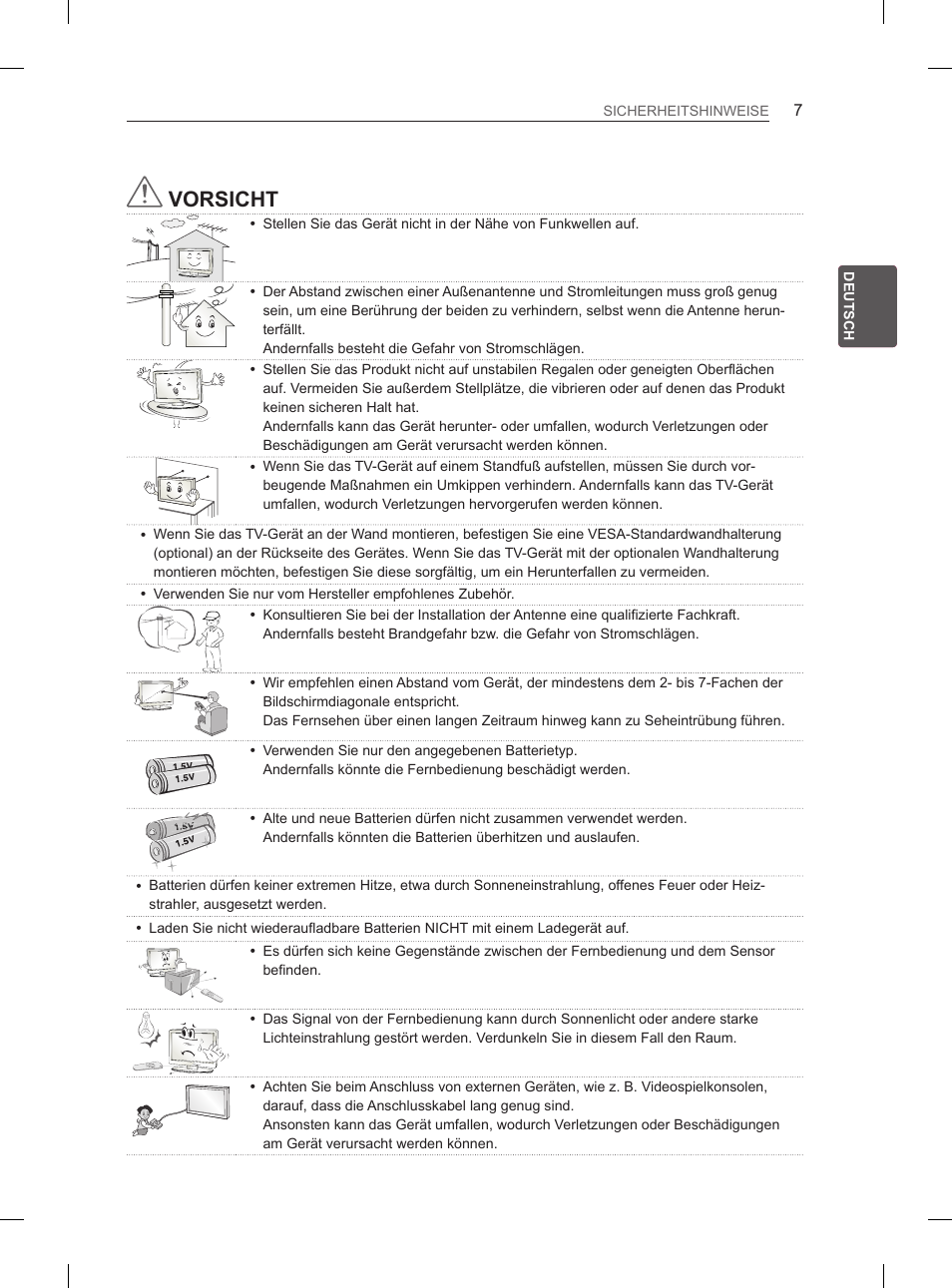 Vorsicht | LG 26LN450B User Manual | Page 34 / 223