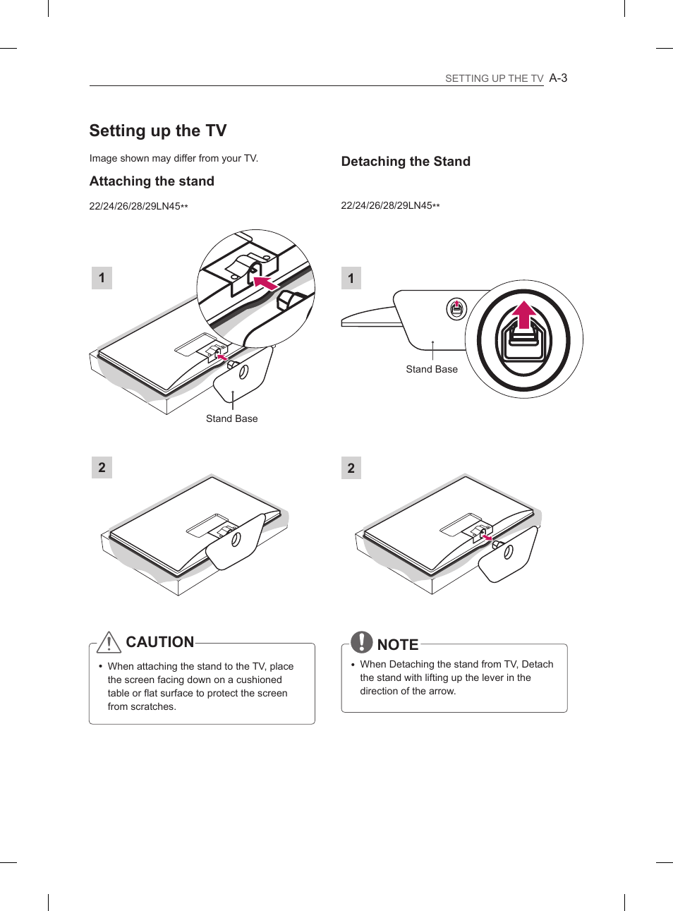 Setting up the tv, Caution | LG 26LN450B User Manual | Page 6 / 223