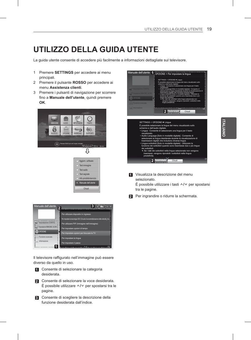 Utilizzo della guida utente, It a it aliano utilizzo della guida utente | LG 26LN450B User Manual | Page 86 / 223