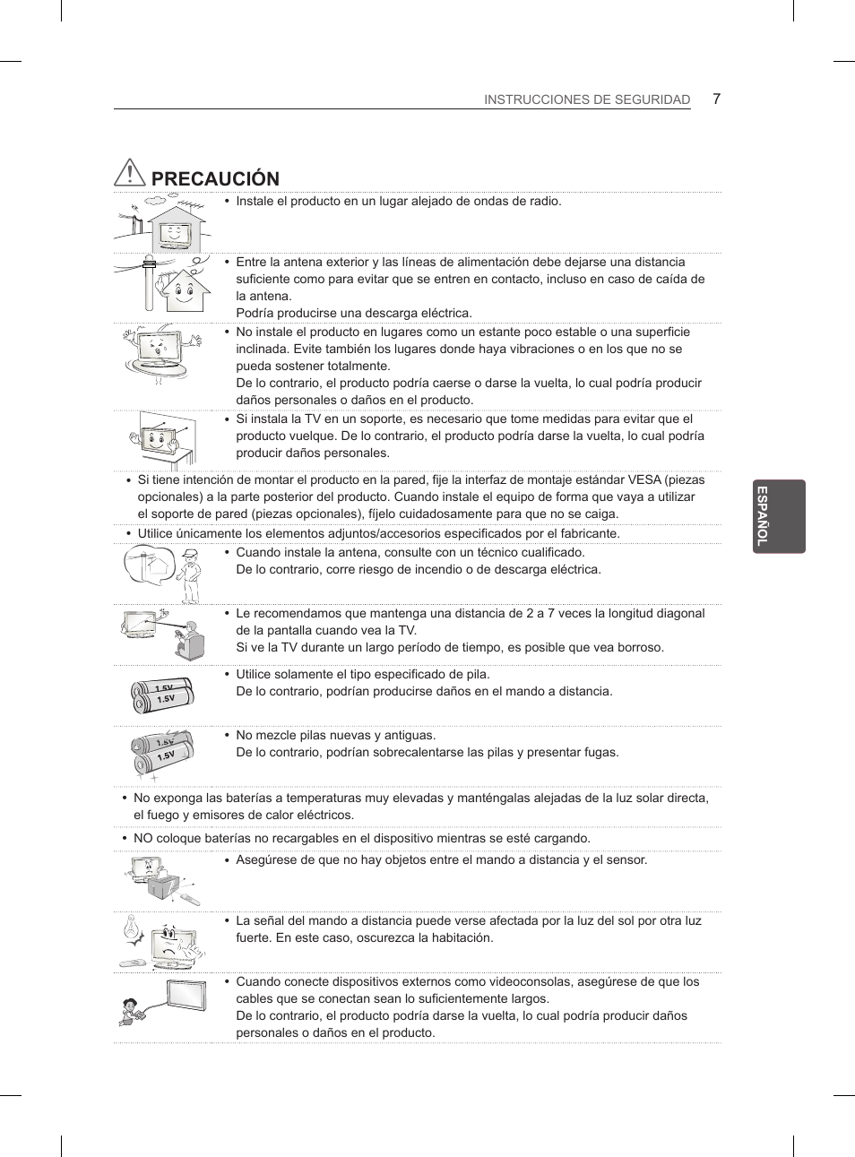Precaución | LG 26LN450B User Manual | Page 98 / 223