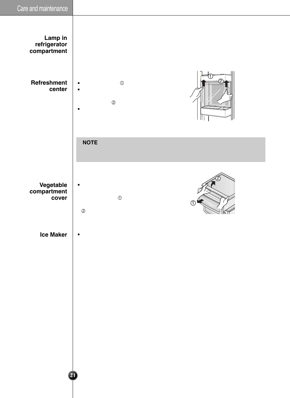 Care and maintenance | LG GRL2060TQA User Manual | Page 21 / 82
