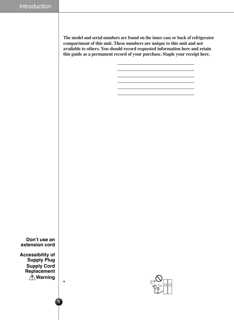 Entry, Important safety instruction, Introduction | LG GRL2060TQA User Manual | Page 3 / 82