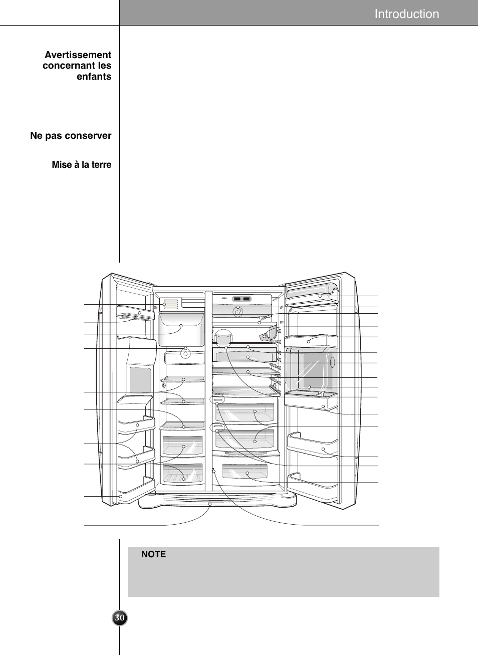 Identification des pièces, Introduction | LG GRL2060TQA User Manual | Page 30 / 82