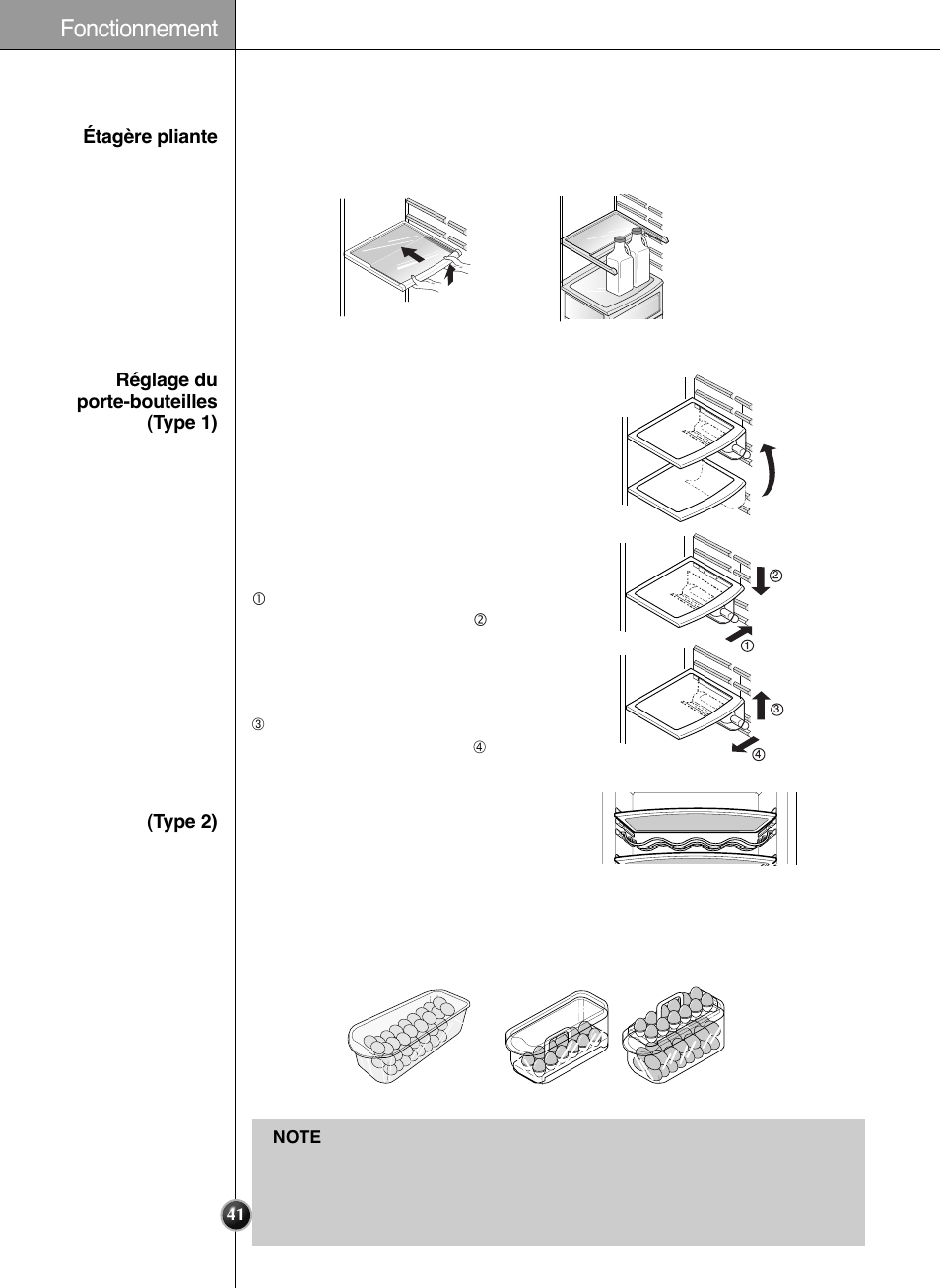 Casier à œufs (sur certains modèles uniquement), Fonctionnement | LG GRL2060TQA User Manual | Page 41 / 82