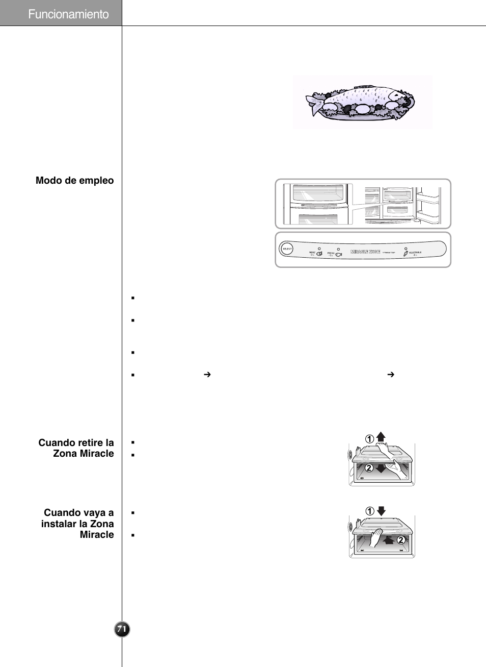 Funcionamiento | LG GRL2060TQA User Manual | Page 71 / 82