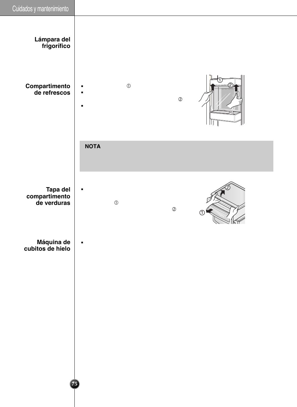 Cuidados y mantenimiento | LG GRL2060TQA User Manual | Page 75 / 82