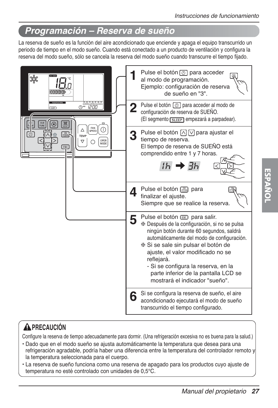Programación – reserva de sueño | LG UT30 User Manual | Page 103 / 304