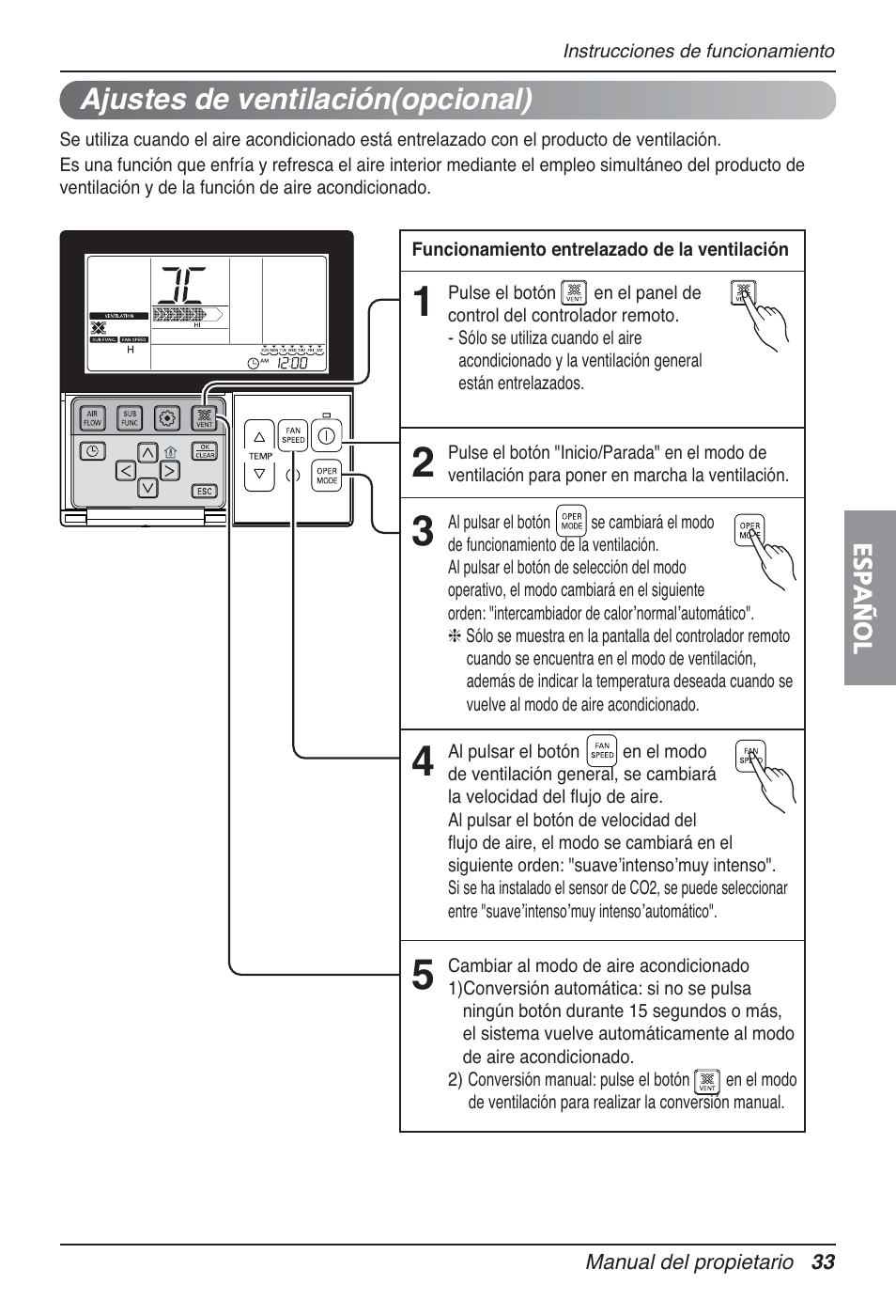 Ajustes de ventilación(opcional) | LG UT30 User Manual | Page 109 / 304