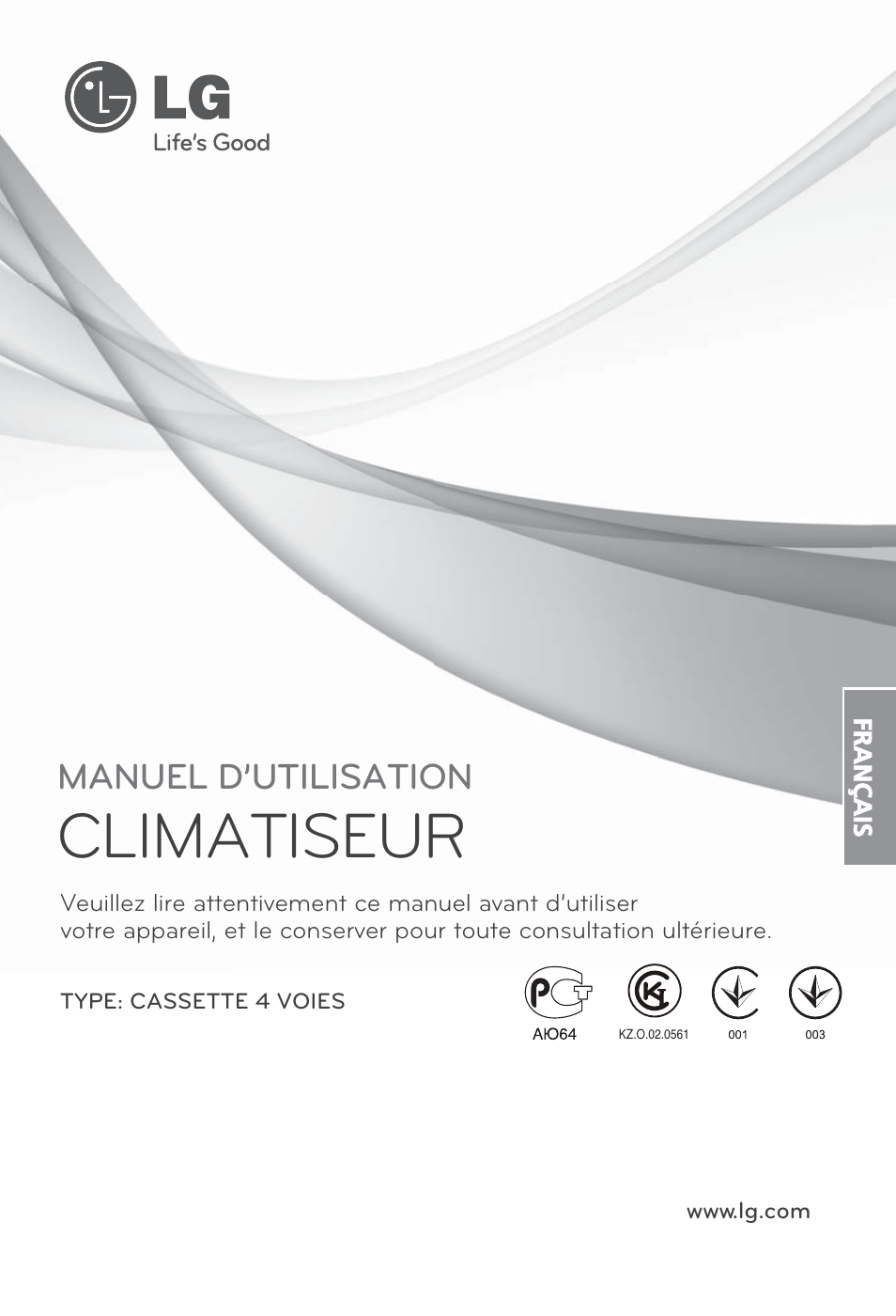 Climatiseur, Manuel d’utilisation | LG UT30 User Manual | Page 115 / 304