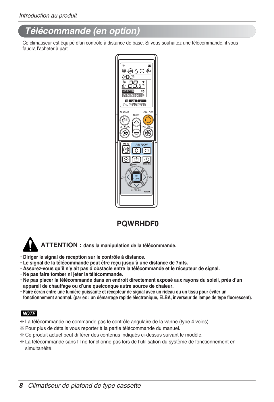 Télécommande (en option), Pqwrhdf0 | LG UT30 User Manual | Page 122 / 304