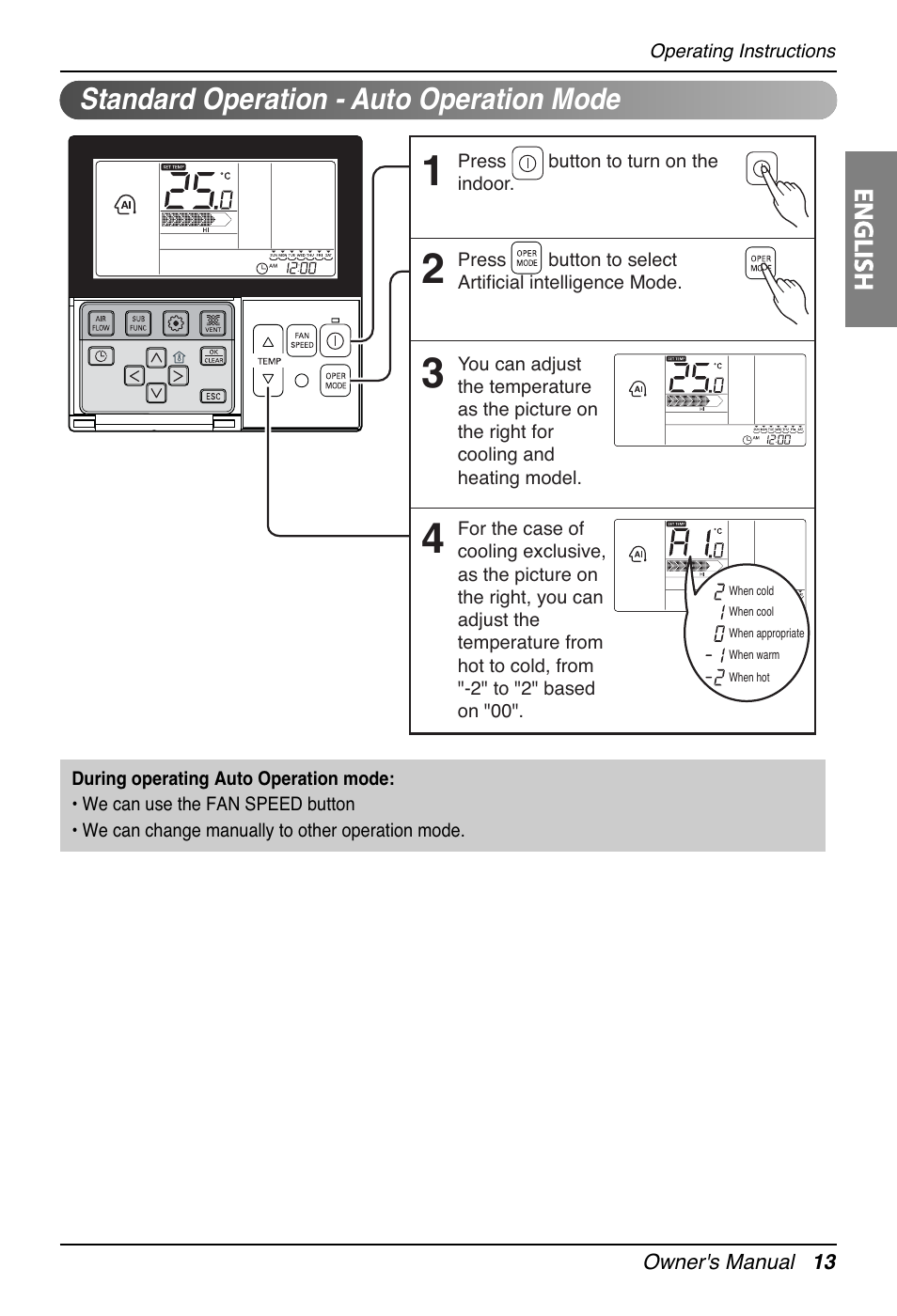 Standard operation - auto operation mode | LG UT30 User Manual | Page 13 / 304