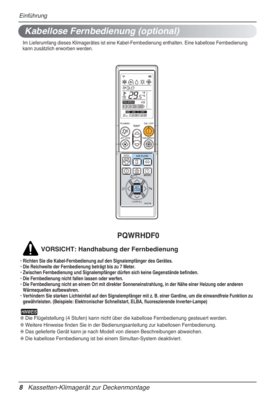 Kabellose fernbedienung (optional), Pqwrhdf0 | LG UT30 User Manual | Page 160 / 304