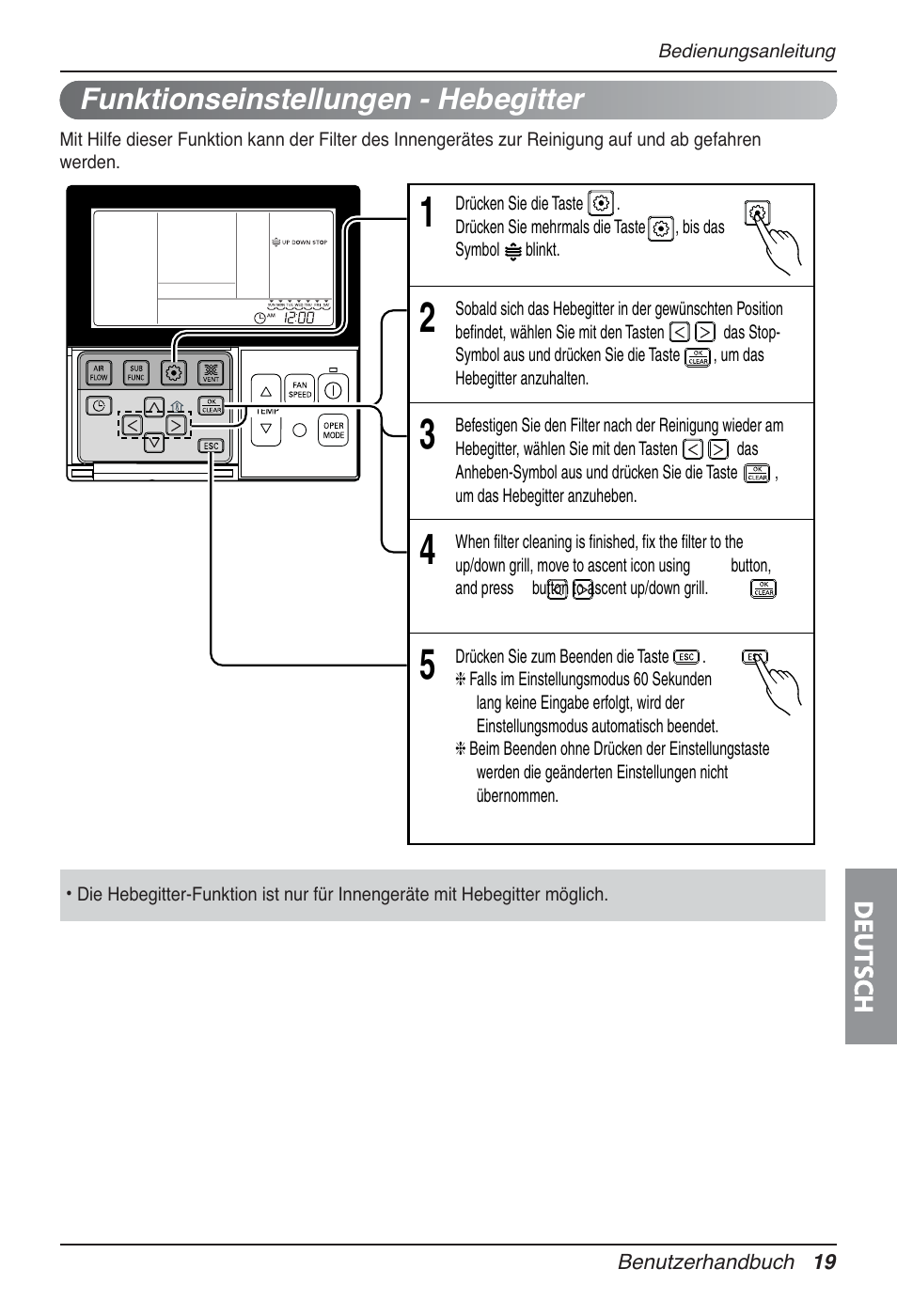 Funktionseinstellungen - hebegitter | LG UT30 User Manual | Page 171 / 304