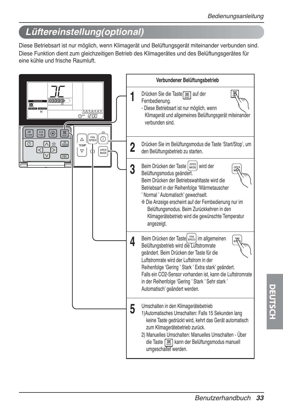 Lüftereinstellung(optional) | LG UT30 User Manual | Page 185 / 304