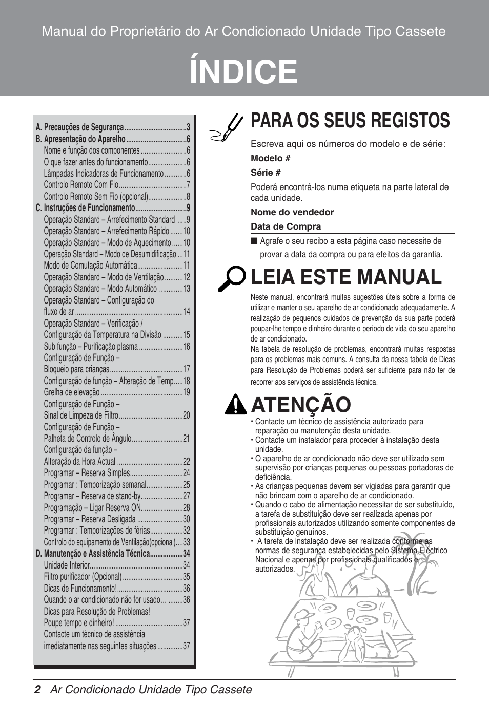 Índice, Para os seus registos, Leia este manual | Atenção | LG UT30 User Manual | Page 230 / 304