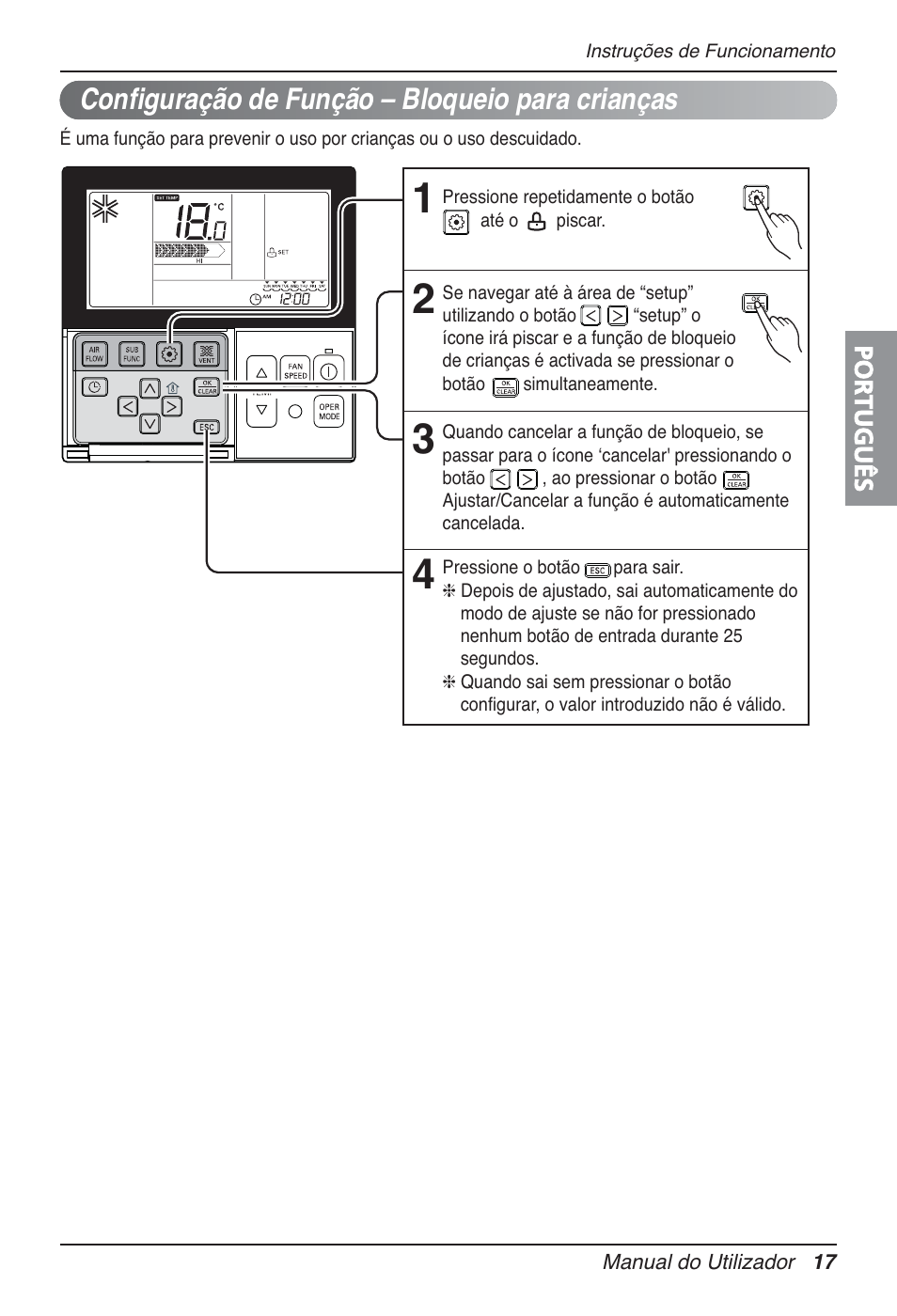 Configuração de função – bloqueio para crianças | LG UT30 User Manual | Page 245 / 304