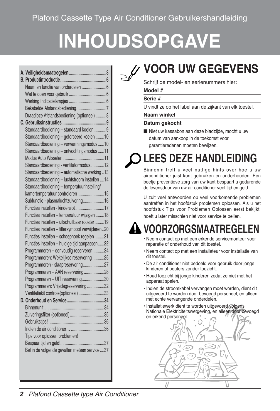 Inhoudsopgave, Voor uw gegevens, Lees deze handleiding | Voorzorgsmaatregelen | LG UT30 User Manual | Page 268 / 304