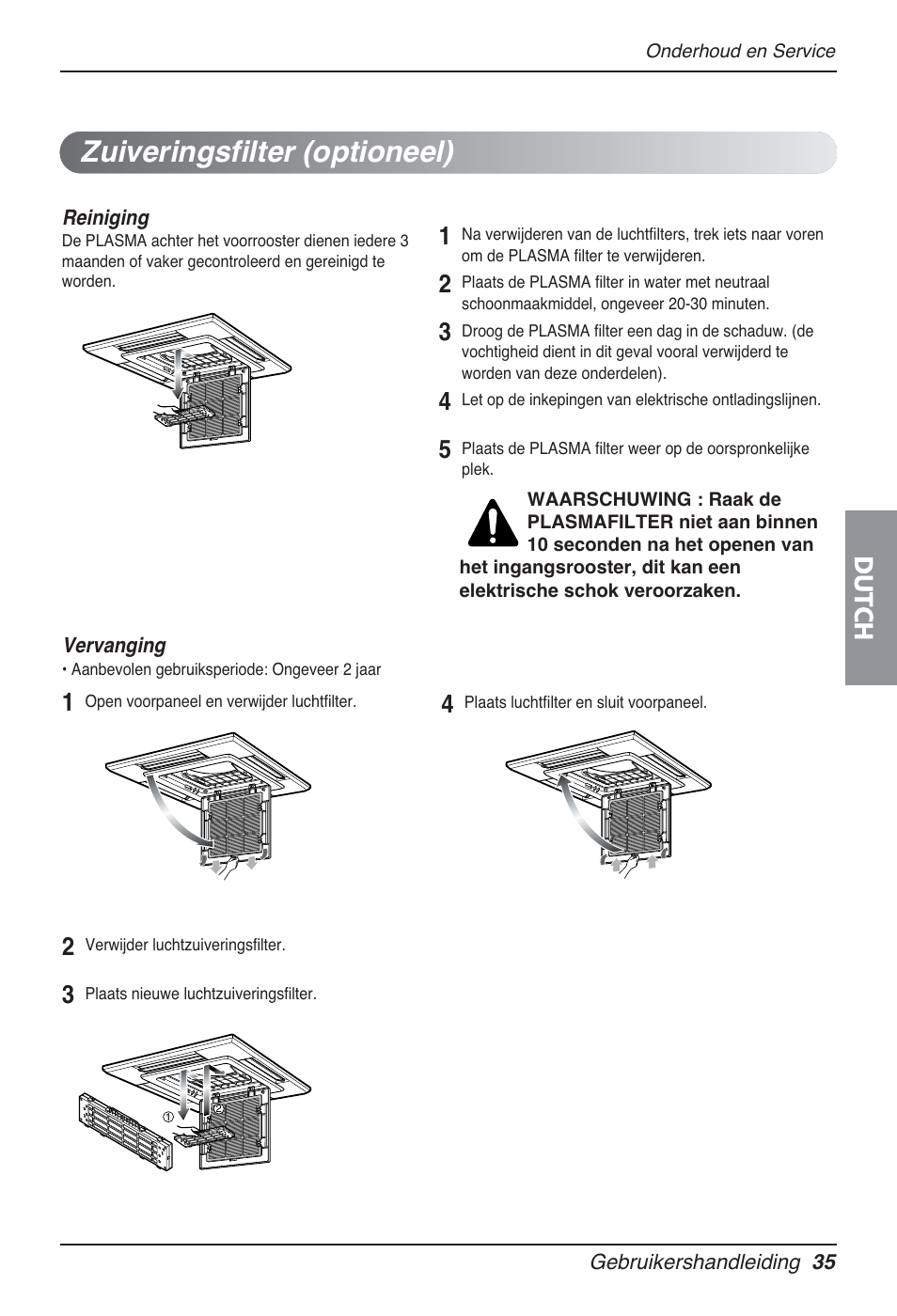 Zuiveringsfilter (optioneel), Dutch | LG UT30 User Manual | Page 301 / 304