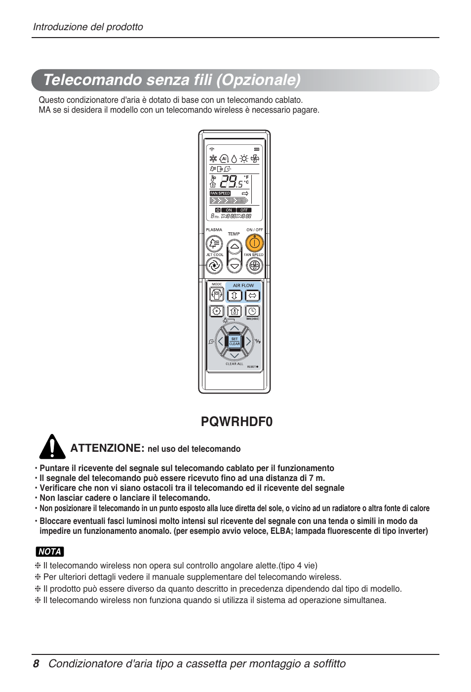 Telecomando senza fili (opzionale), Pqwrhdf0 | LG UT30 User Manual | Page 46 / 304