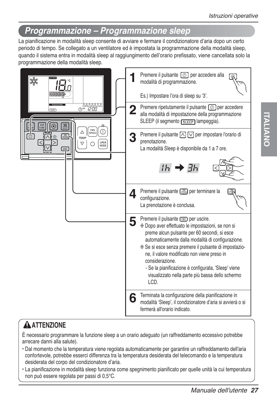 Programmazione – programmazione sleep | LG UT30 User Manual | Page 65 / 304