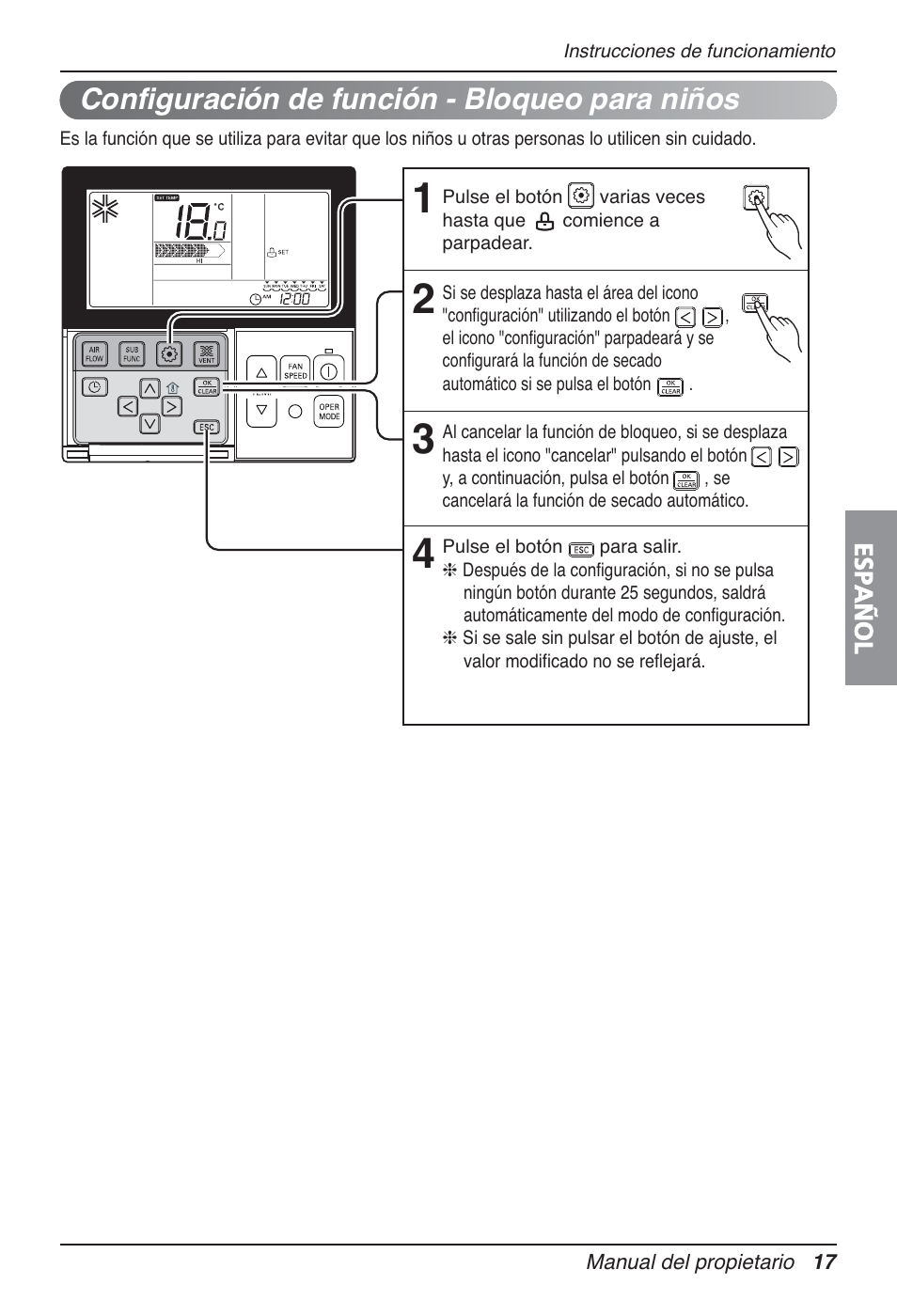 Configuración de función - bloqueo para niños | LG UT30 User Manual | Page 93 / 304