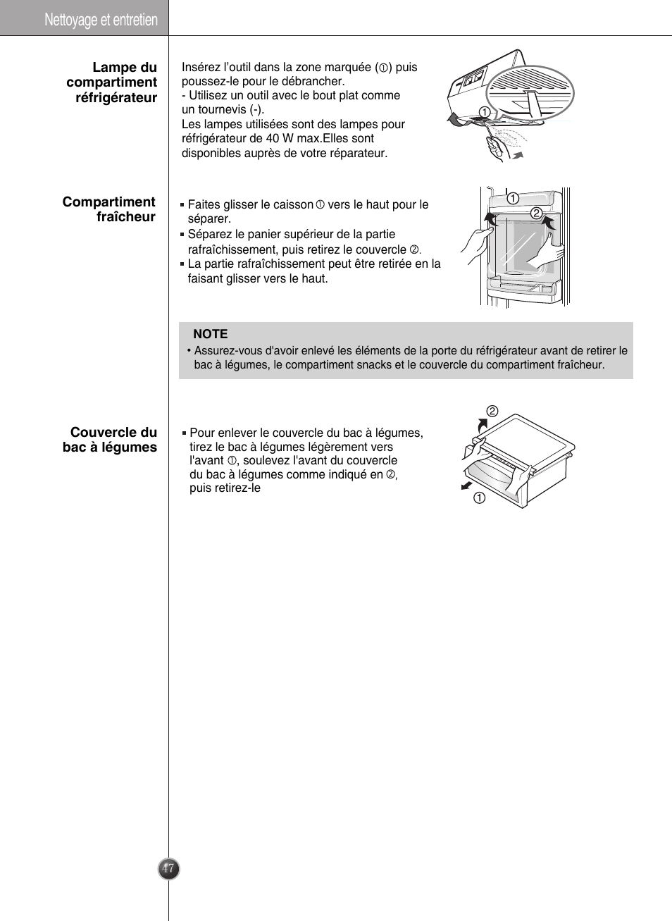 Nettoyage et entretien | LG GWL2275YLQA User Manual | Page 47 / 82