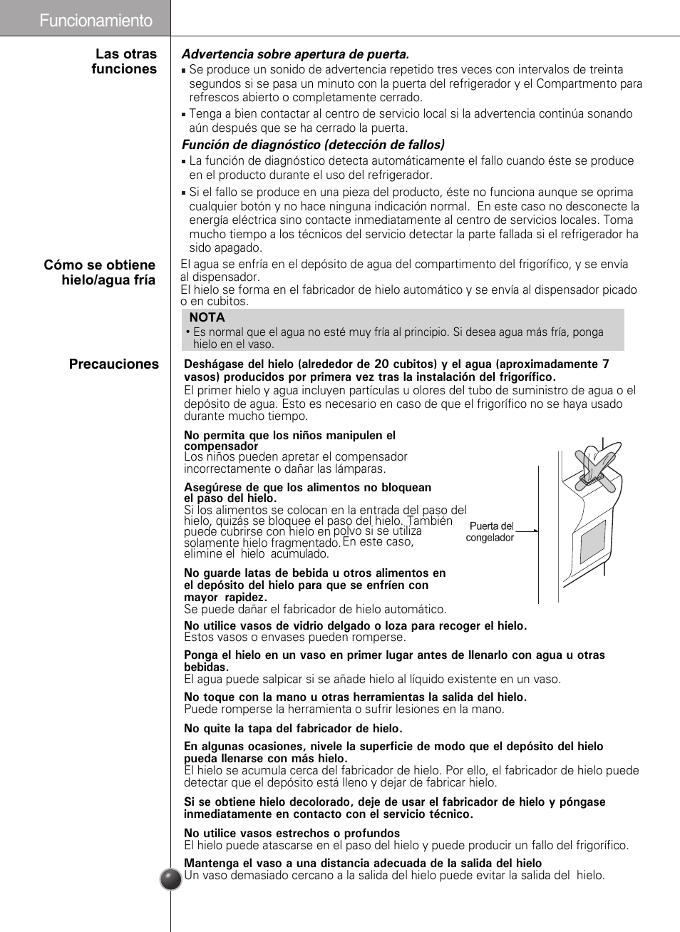 Funcionamiento | LG GWL2275YLQA User Manual | Page 67 / 82