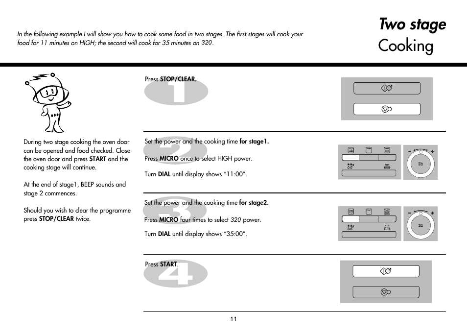 Two stage cooking | LG MH-6380SL User Manual | Page 11 / 141