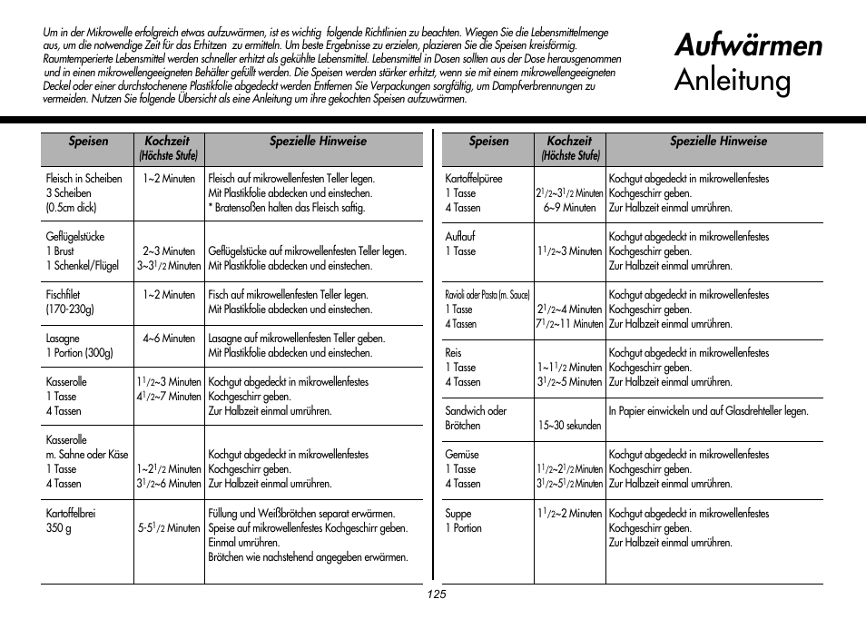 Aufwärmen anleitung | LG MH-6380SL User Manual | Page 131 / 141