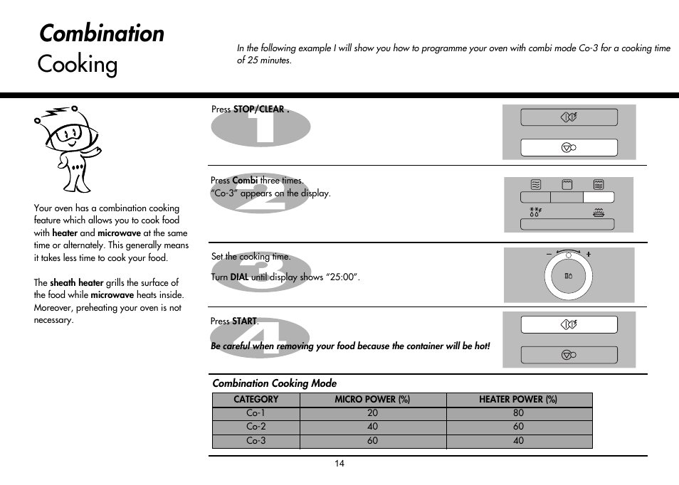 Combination cooking | LG MH-6380SL User Manual | Page 14 / 141