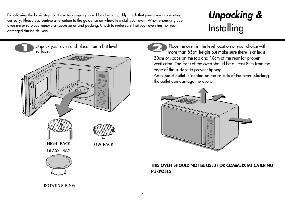 Unpacking & installing | LG MH-6380SL User Manual | Page 5 / 141
