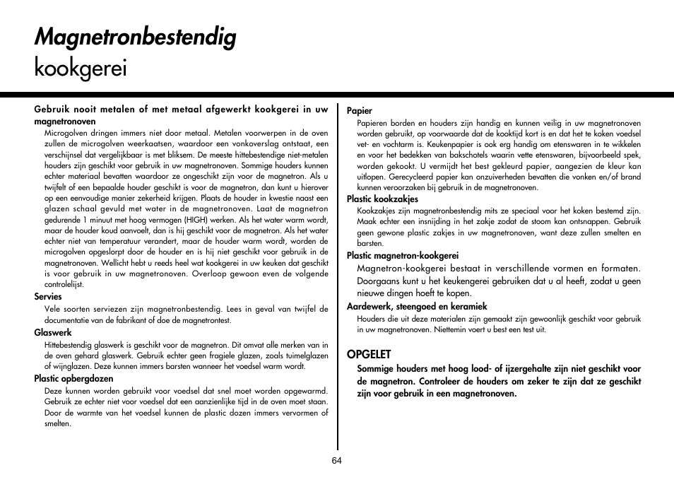 Magnetronbestendig kookgerei | LG MH-6380SL User Manual | Page 66 / 141