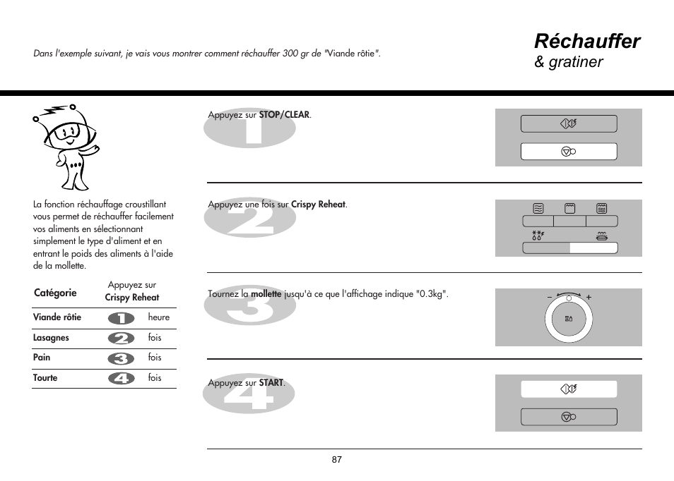 Réchauffer, Gratiner | LG MH-6380SL User Manual | Page 91 / 141