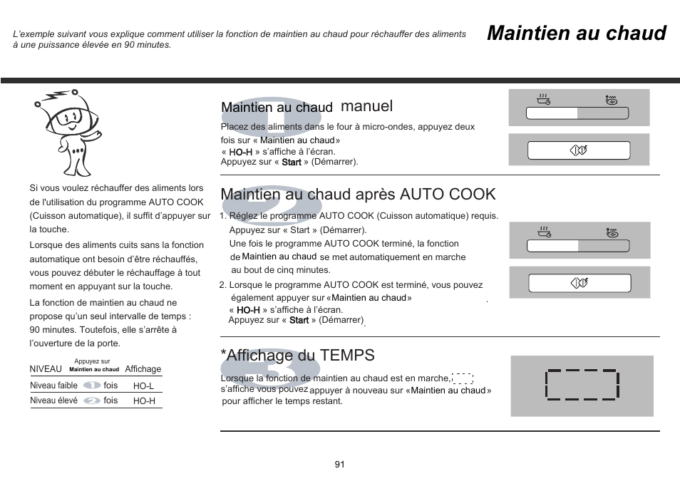 Maintien au chaud | LG MH-6380SL User Manual | Page 95 / 141