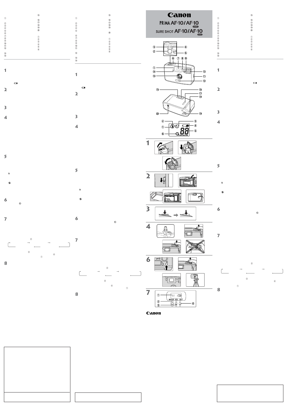 Canon Prima AF-10 User Manual | 2 pages