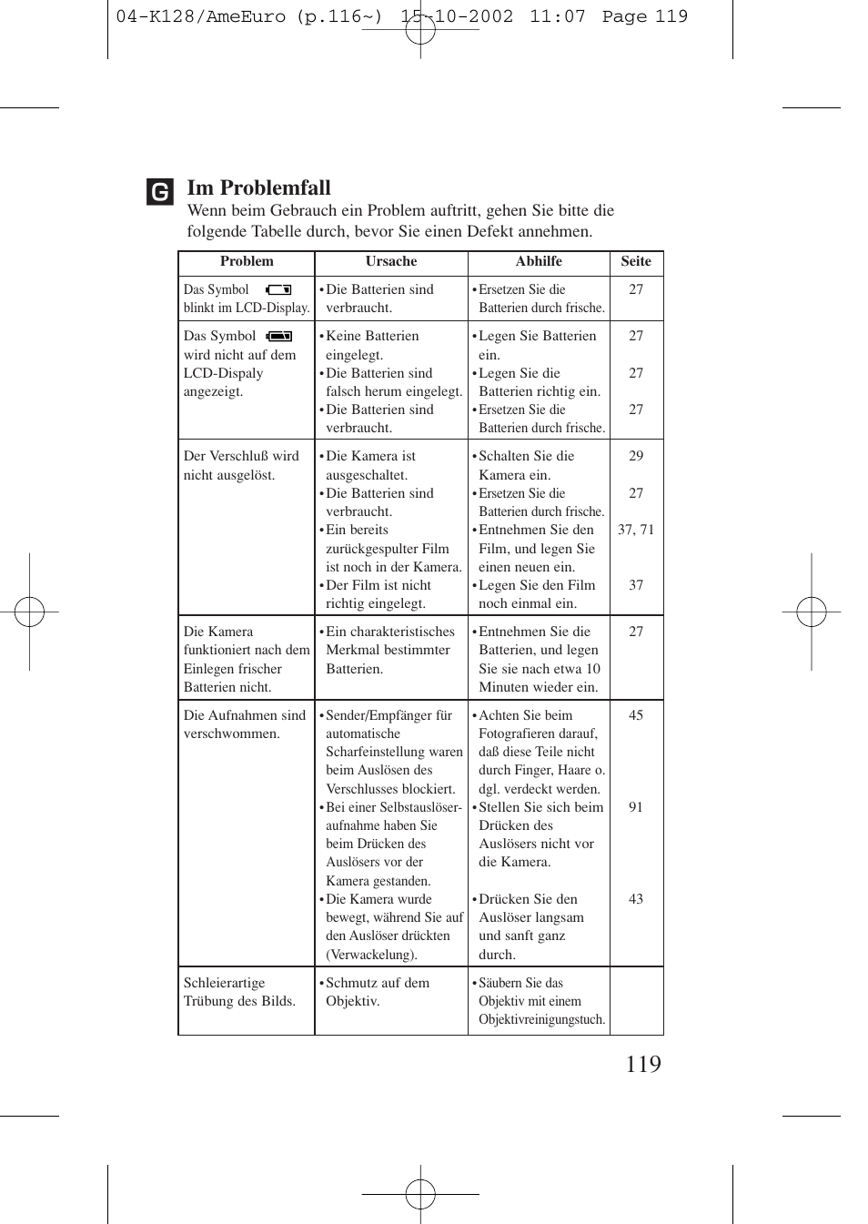 Im problemfall | Canon Prima AF-9s Set User Manual | Page 119 / 127