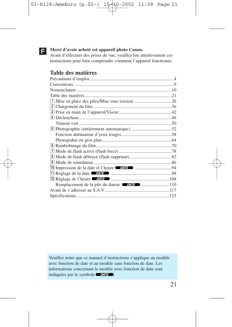 Canon Prima AF-9s Set User Manual | Page 21 / 127