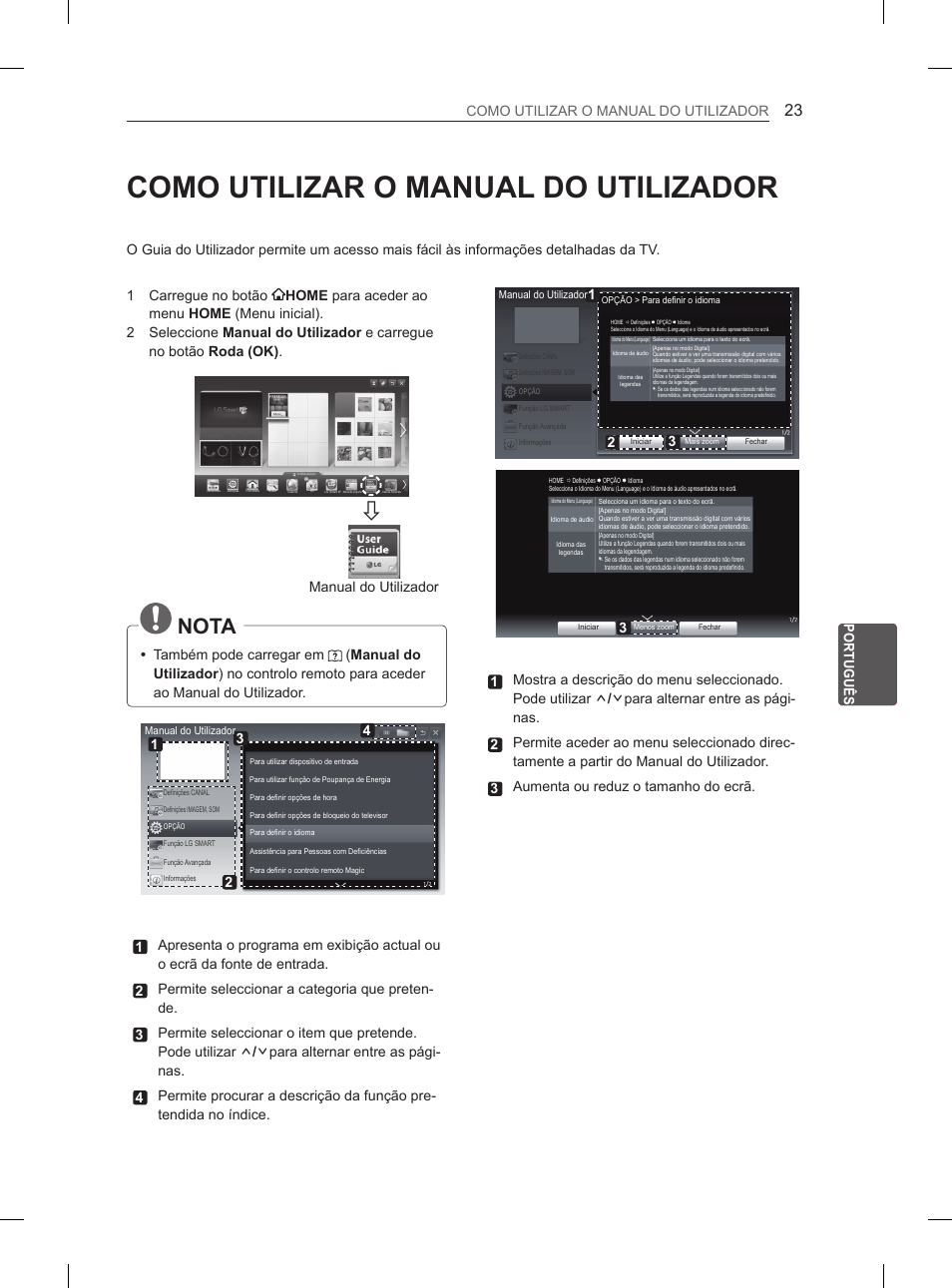 Como utilizar o manual do utilizador, Nota, Manualydoyutilizador | LG 50PM4700 User Manual | Page 160 / 671