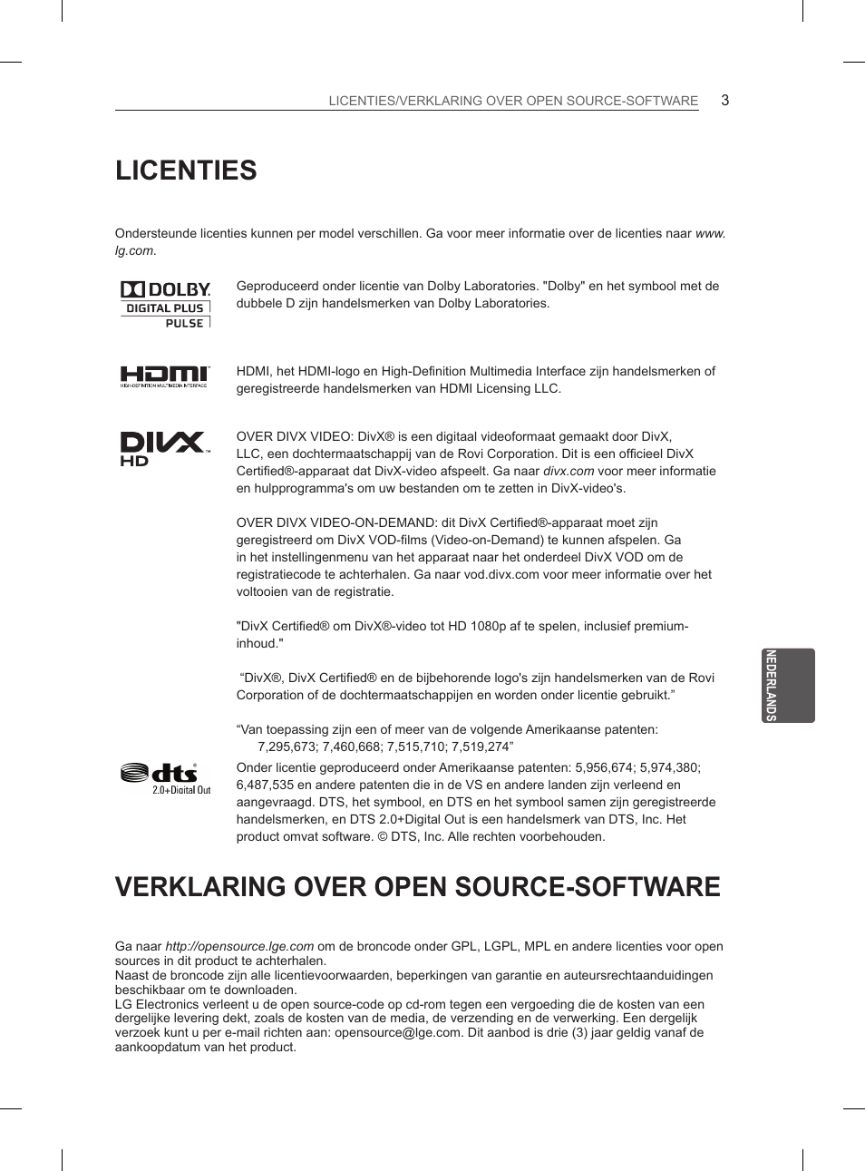 Licenties, Verklaring over open source-software | LG 50PM4700 User Manual | Page 166 / 671