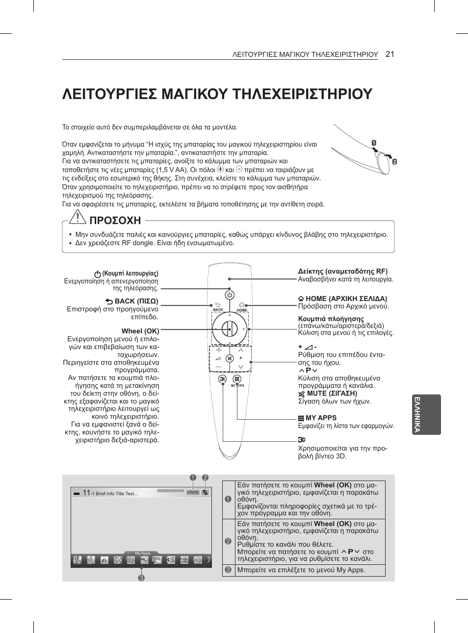 Λειτουργιεσ μαγικου τηλεχειριστηριου, Προσοχη | LG 50PM4700 User Manual | Page 210 / 671