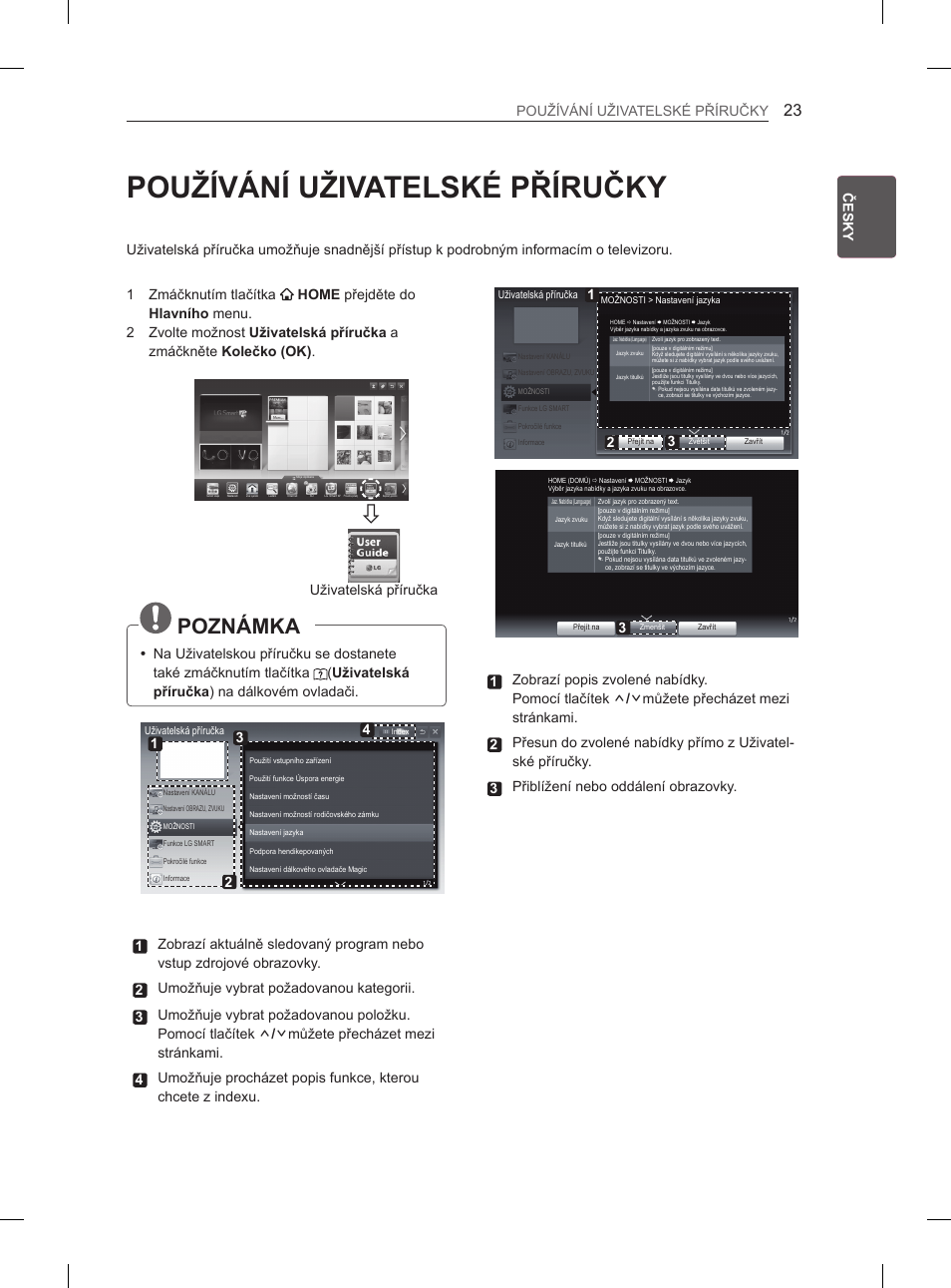 Používání uživatelské příručky, Poznámka, Uživatelskáypříručka | LG 50PM4700 User Manual | Page 290 / 671