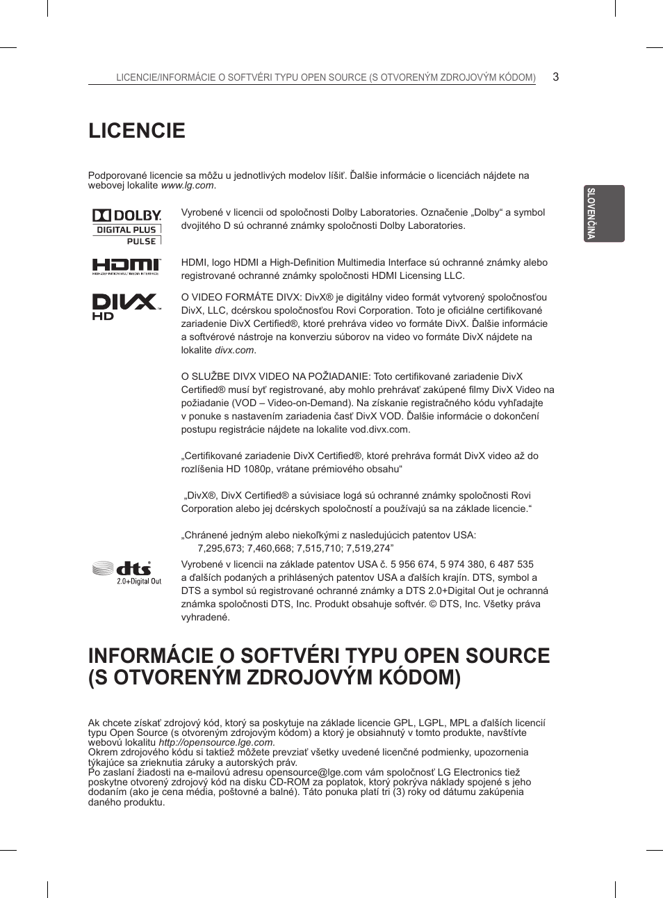 Licencie | LG 50PM4700 User Manual | Page 296 / 671