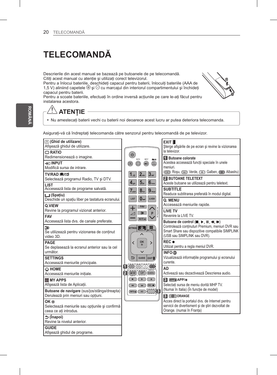 Telecomandă, Atenţie | LG 50PM4700 User Manual | Page 339 / 671