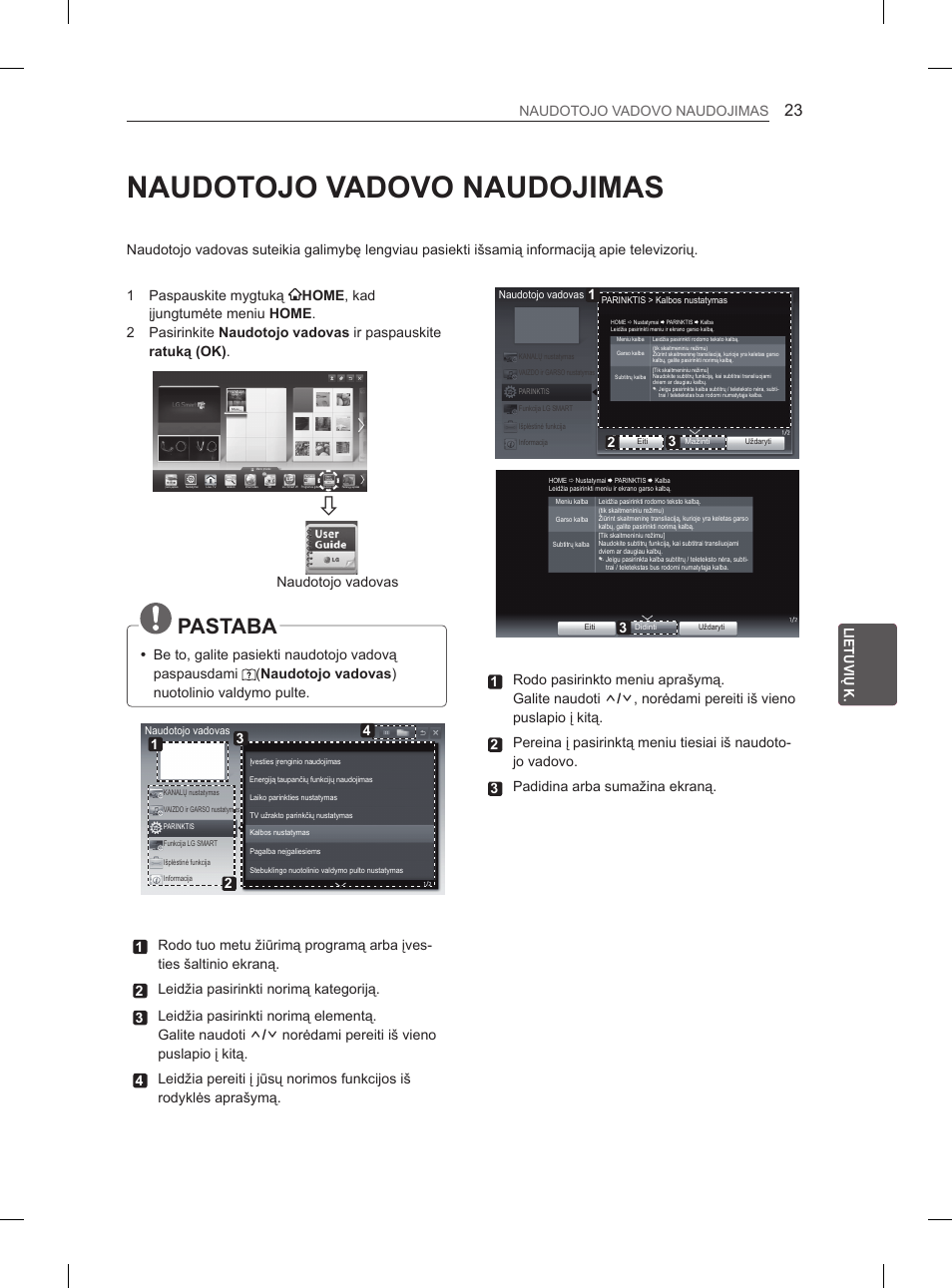 Naudotojo vadovo naudojimas, Pastaba, Naudotojoyvadovas | LG 50PM4700 User Manual | Page 420 / 671