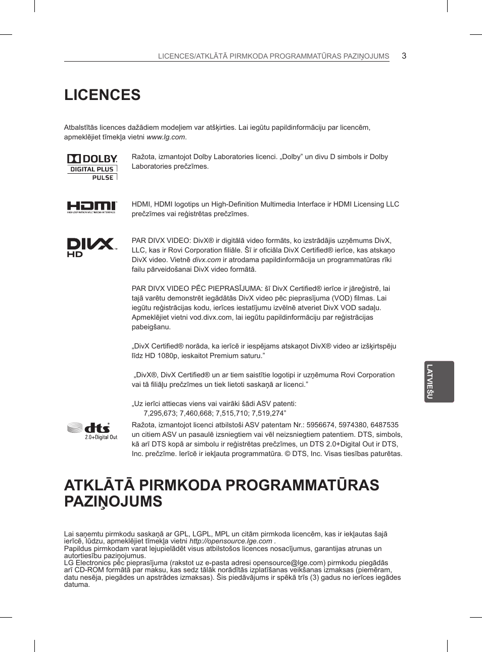 Licences, Atklātā pirmkoda programmatūras paziņojums | LG 50PM4700 User Manual | Page 426 / 671