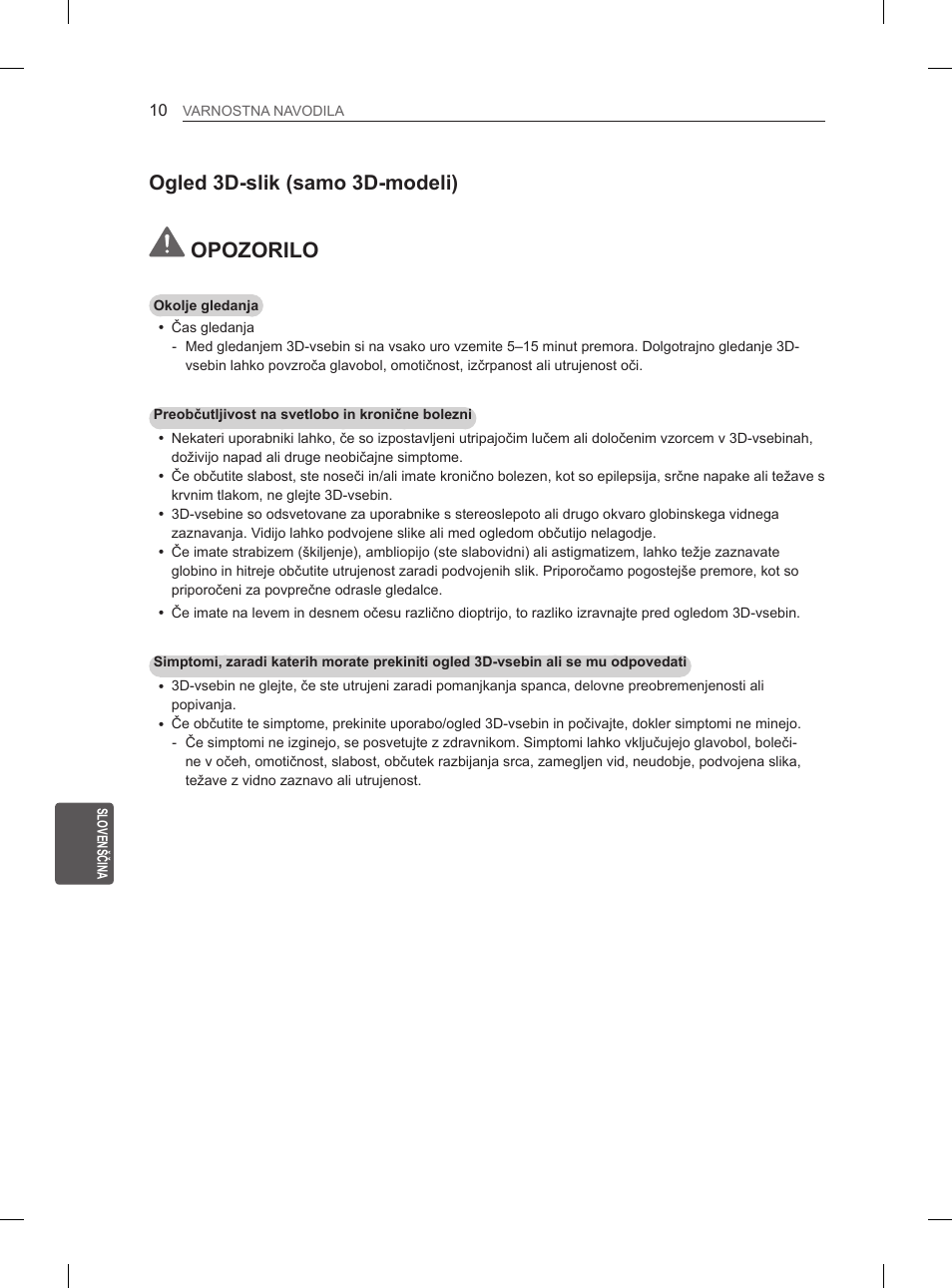 Opozorilo, Ogled 3d-slik (samo 3d-modeli) | LG 50PM4700 User Manual | Page 459 / 671