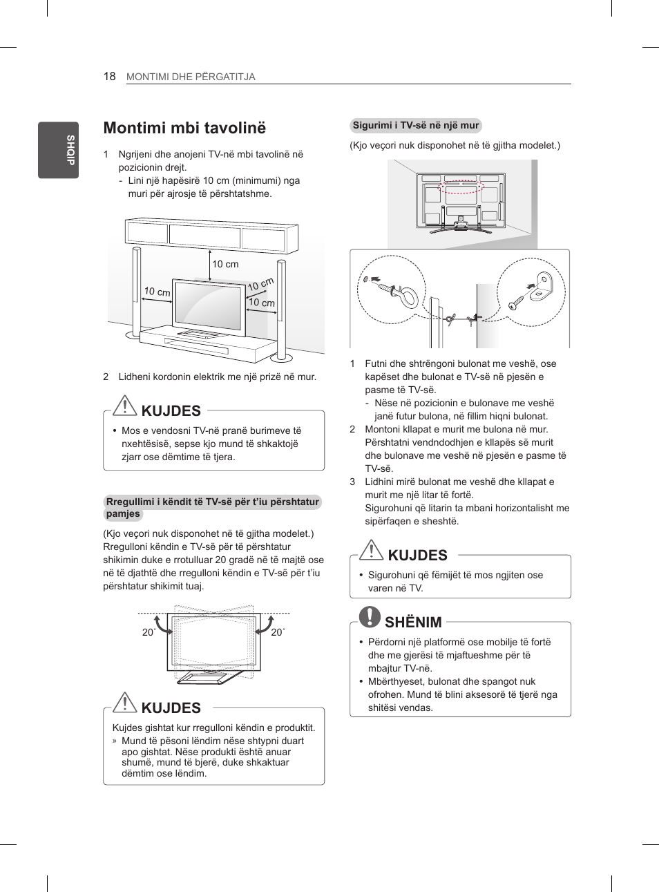 Montimi mbi tavolinë, Kujdes, Shënim | LG 50PM4700 User Manual | Page 545 / 671