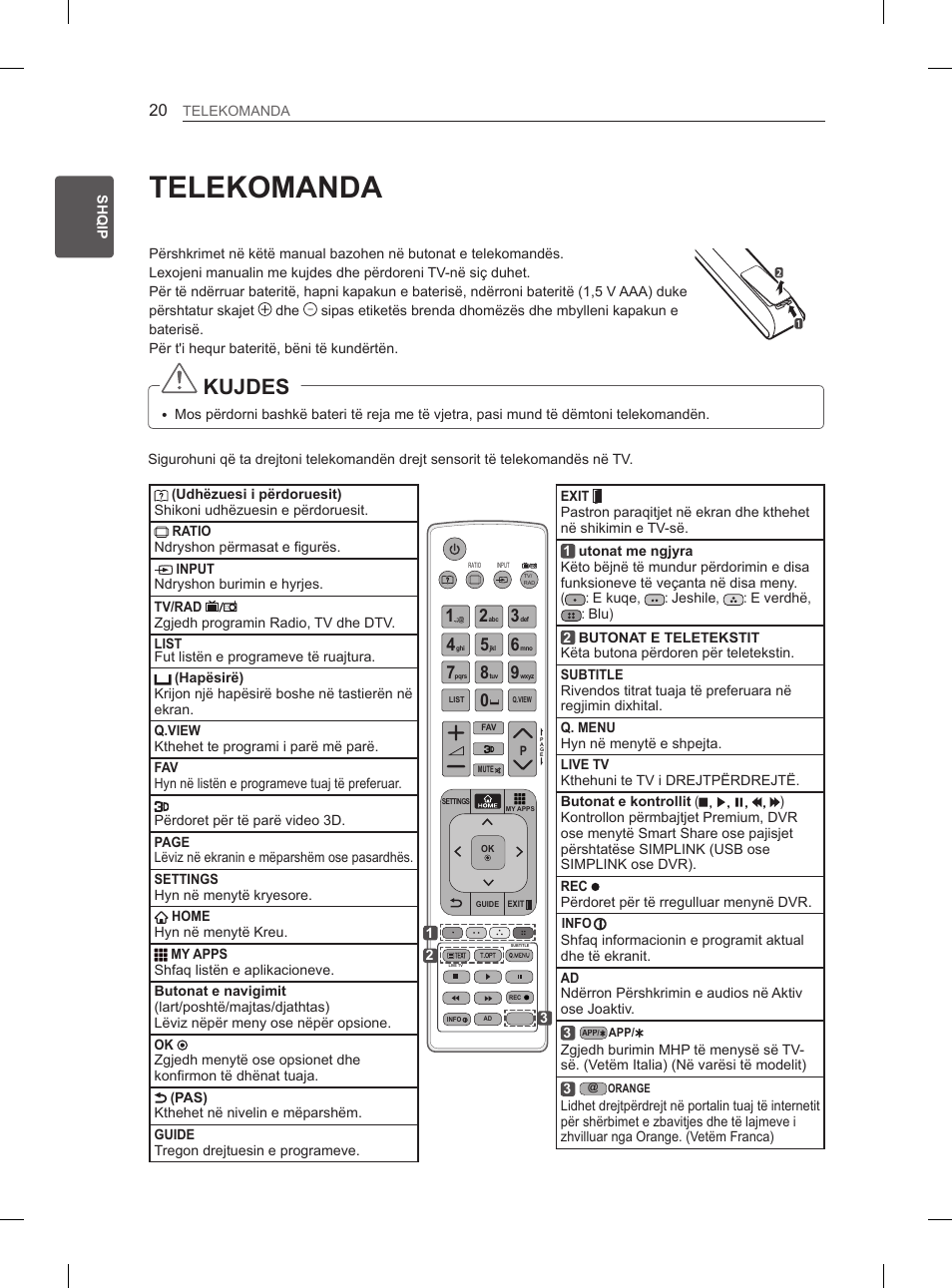 Telekomanda, Kujdes | LG 50PM4700 User Manual | Page 547 / 671