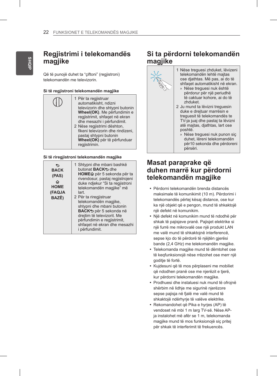 Regjistrimi i telekomandës magjike, Si ta përdorni telekomandën magjike | LG 50PM4700 User Manual | Page 549 / 671