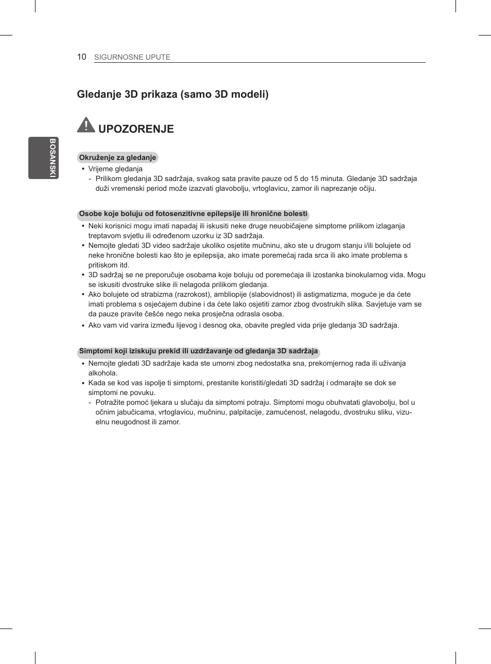 Upozorenje, Gledanje 3d prikaza (samo 3d modeli) | LG 50PM4700 User Manual | Page 563 / 671